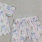 GSSO3272 Baby Girls Short Sleeve Blue Bow Flowers Stripe Top Shorts Scallop Clothes Sets