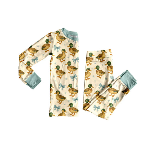 8.12Preorder(moq 5) Baby Kids Cute Mallard Ducks Top Pants Lounge Wear Pajamas Sets