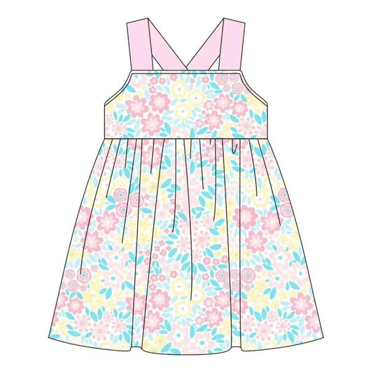 GSD1067 floral pink sleeveless dress