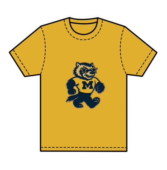 8.1preorder(moq 5) Baby Boys Yellow Short Sleeves M Wolf Team Tee Shirts Tops