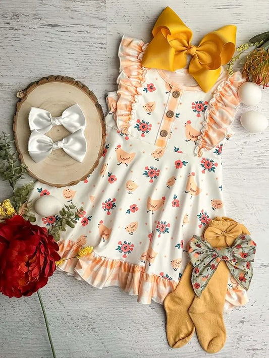 GSD1077 flower chick plaid dress