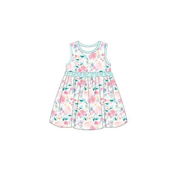 GSD1083 pink flower teal dress