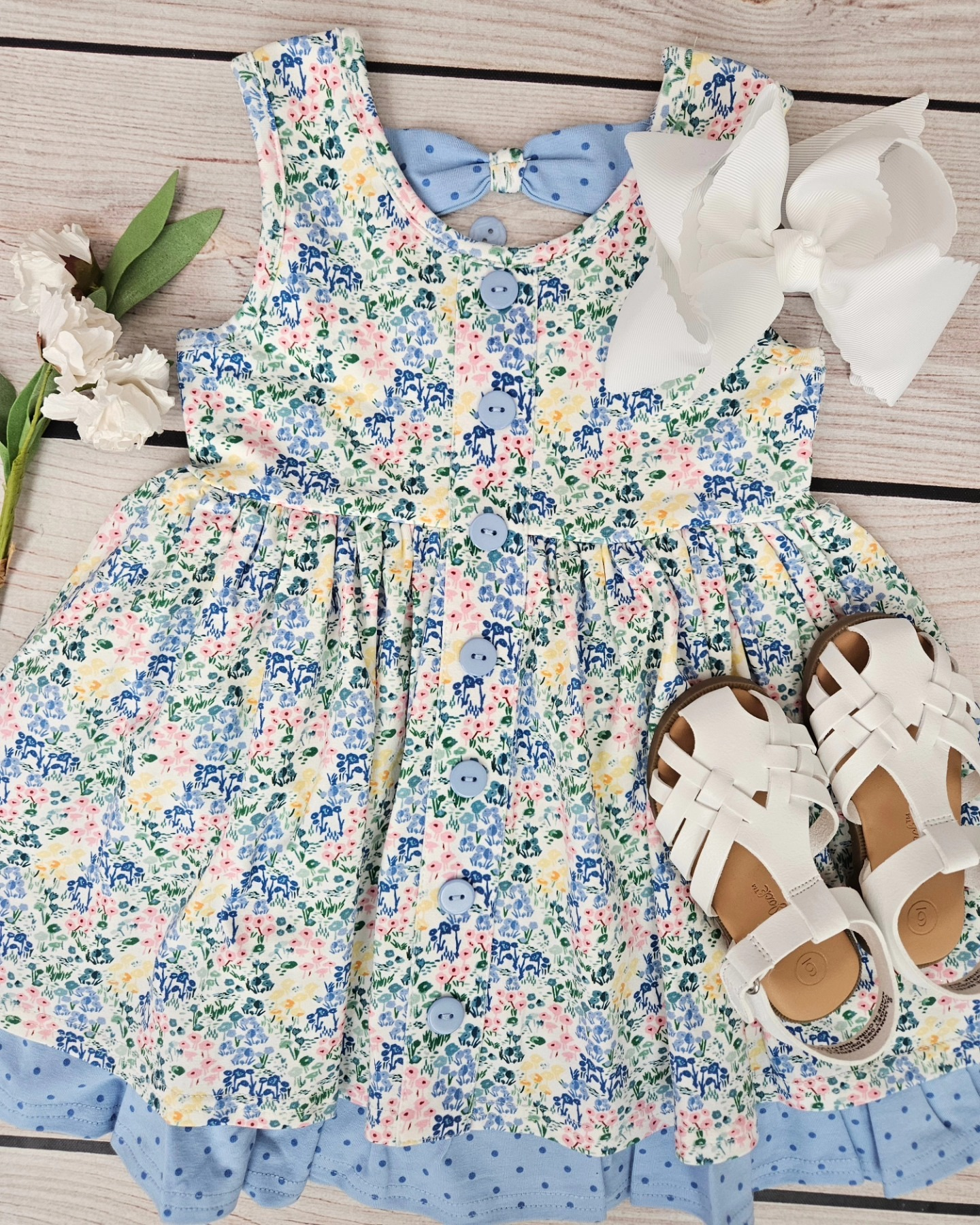 GSD1186 floral dot blue dress