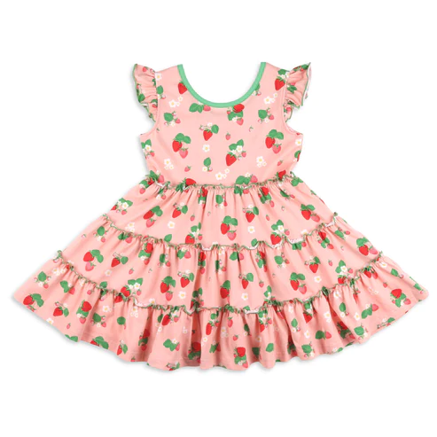 GSD1187 strawberry flower pink dress