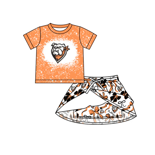 6.19 Orange cartoon short-sleeved skirt suit