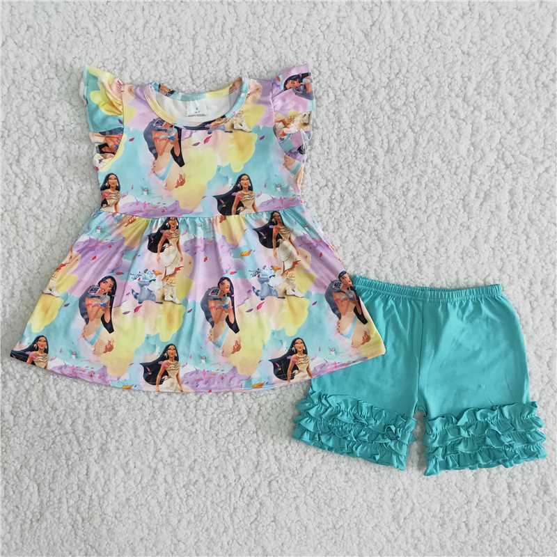 summer girls outfits princess tops & shorts kids clothes