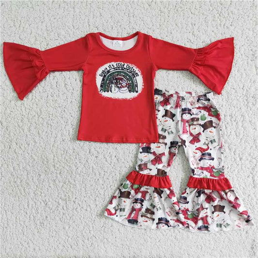 merry christmas clothes snowman t-shirt & bell kids clothing girls outfits