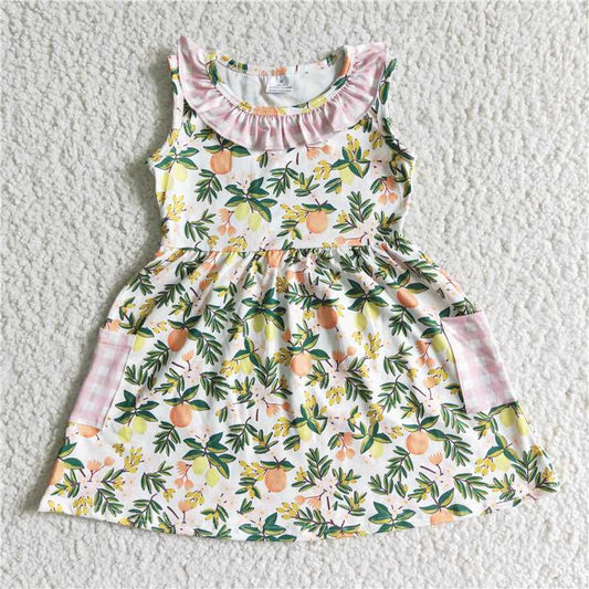 fruit girls dress summer kids skirts with pockets