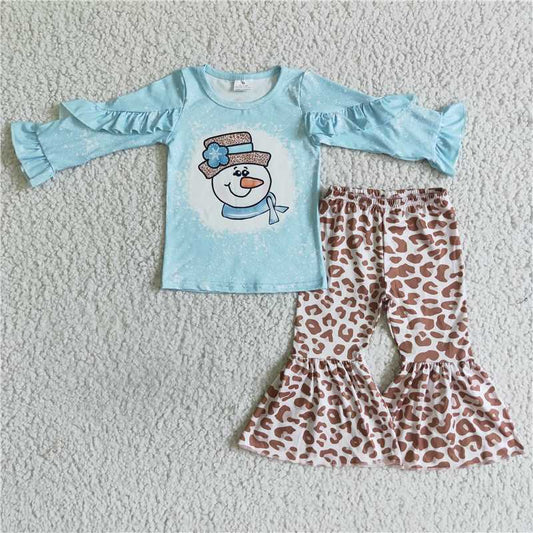 Christmas snowman girls outfits 2 pieces winter sets