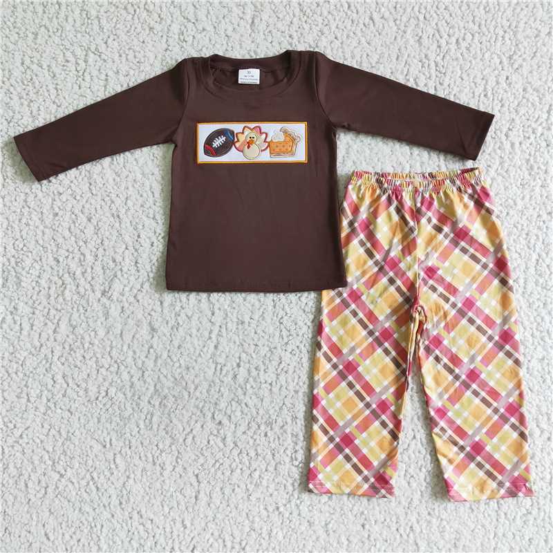 Thanksgiving turkey boys sets long sleeve top & pants 2 pieces outfits