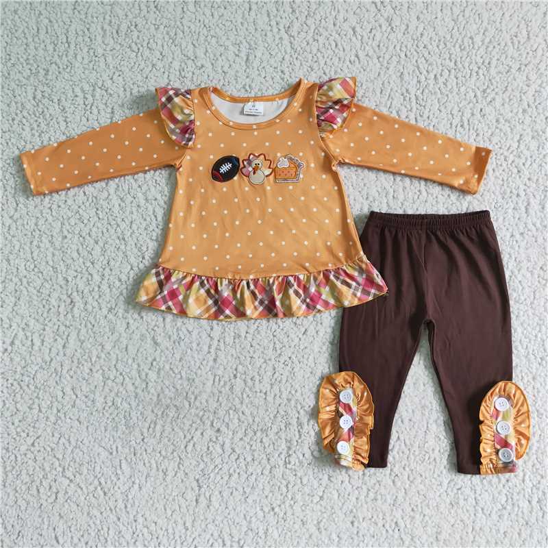 Thanksgiving turkey boys sets long sleeve top & pants 2 pieces outfits