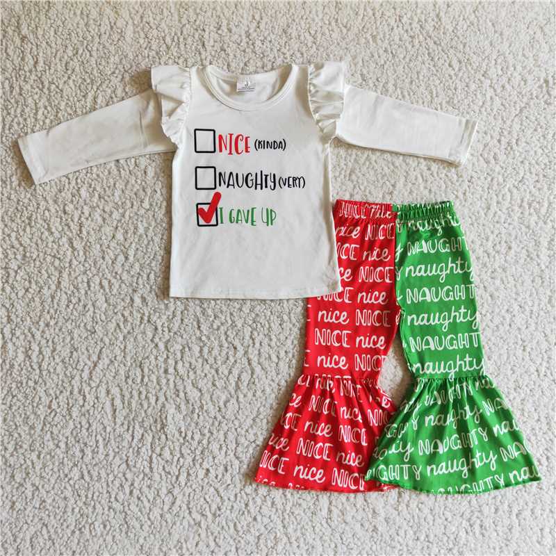 Christmas girls outfits shirt & bell 2 pieces winter sets