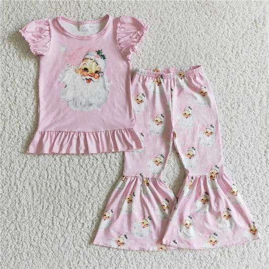 Christmas girls outfits santa shirt & bell fall winter sets kids clothes