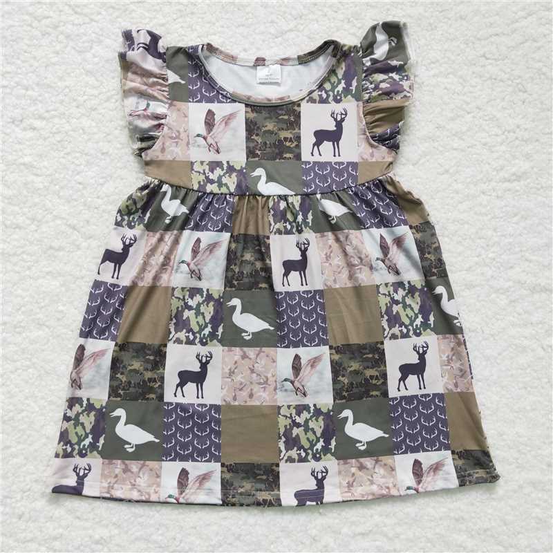 deer camo duck girls dress summer kids skirts