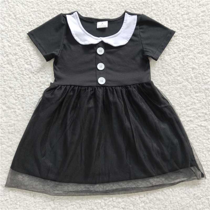 Wednesday girls dress summer black yarn kids skirt