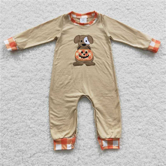 halloween boys rompers embroidery dogs pumpkin kids jumpsuits