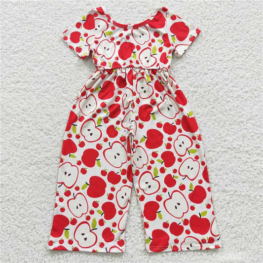 back to school apple girls jumpsuits kids romper