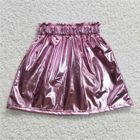 4.2  GLK0014 Pink shiny leather skirt