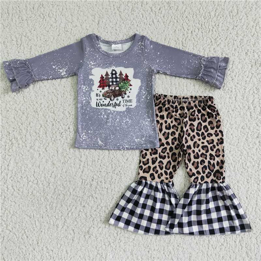 Christmas tree girls outfits shirt & bell 2 pieces winter sets