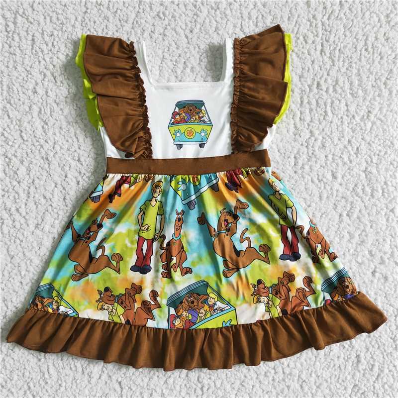 cartoon dogs girls dress kids skirts