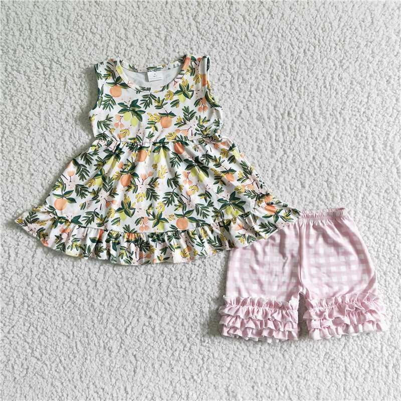 summer girls outfits fruits tops & shorts kids clothes