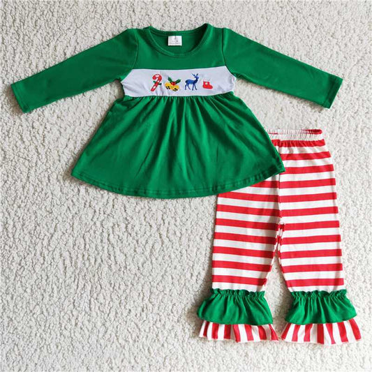 merry Christmas deer girls outfits shirt & pants fall winter sets