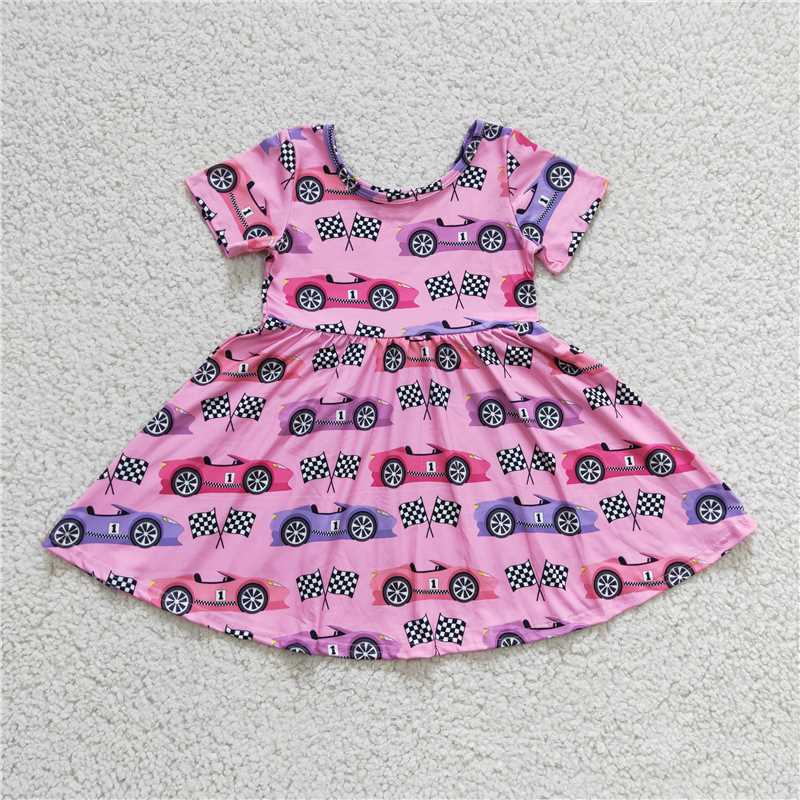 racing car girls dress summer kids skirts