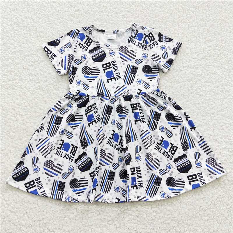 blue police girls dress kids skirts