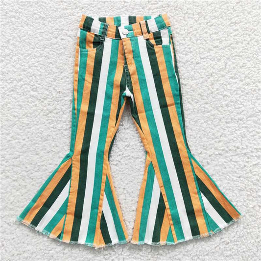 girls denim bell stripes jeans kids pants