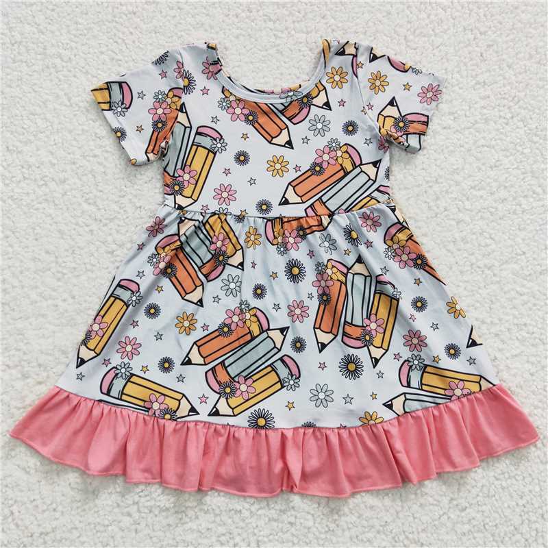 floral pencil girls dress back to school kids skirt