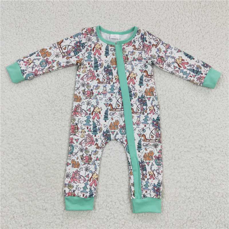 christmas baby zipper romper kids clothes