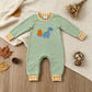 NEW RTS NO MOQ milk silk LR3168 Embroidery Pumpkins Dinosaur Baby Boys Fall Long Sleeve Pant Rompers