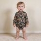 NEW RTS NO MOQ milk silk LR3261 Baby Boys Long Sleeve Dark Brown Camo Choker Rompers