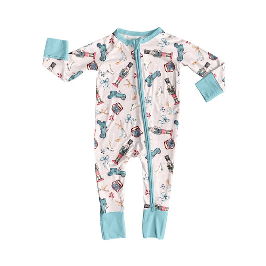 8.2Preorder(moq 5)Baby Infant Boys Soldiers Bows Plaid Western Zipper Rompers