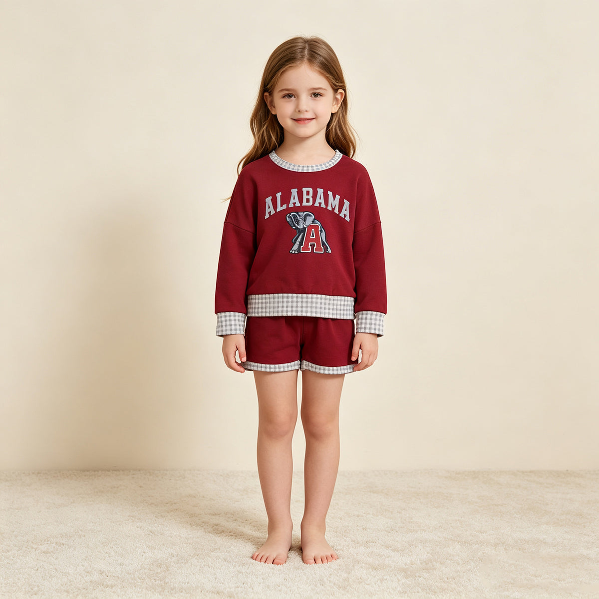 NEW RTS NO MOQ GLS0165 Baby Girls Vinyl Alabama Long Sleeve Top Short Team Clothes Sets