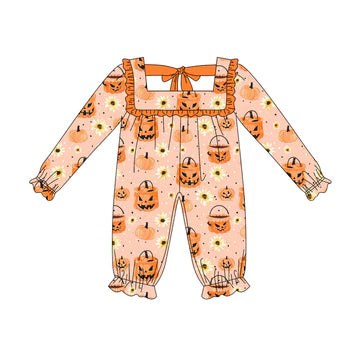 5.23 Halloween orange bow long-sleeved toddler clothes