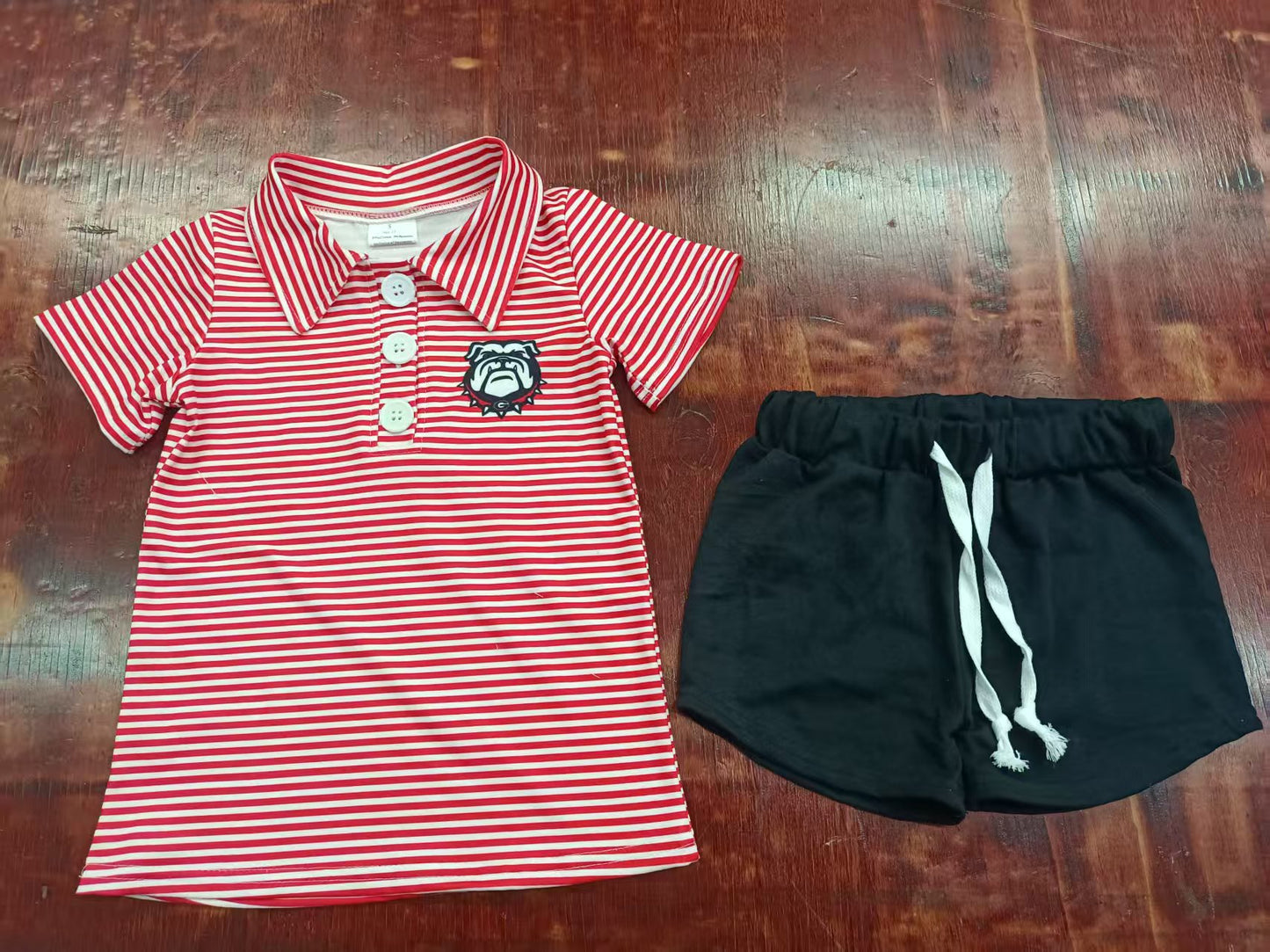 5.2 Girls red cartoon puppy striped suit