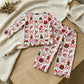 NEW RTS NO MOQ milk silk GLP3447 Baby Girls Santa Trees Bows Checked Top Flare Pant Christmas Scallop Clothes Sets