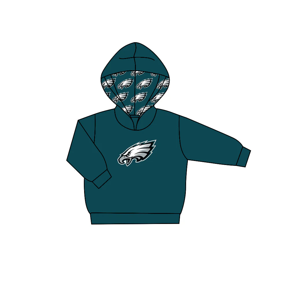 7.29Preorder (moq 5)Baby Boys Dark Green Long Sleeve Eagle Team Hoodies Top