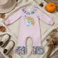 NEW RTS NO MOQ milk silk LR3216 Embroidery Flowers Turkey Baby Girls Thanksgivings Ruffle Pant Rompers