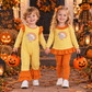 RTS NO MOQ Sibling milk silk Baby Girls Embroidery Turkey Top Pant Thanksgivings Stripe Clothes Set Rompers