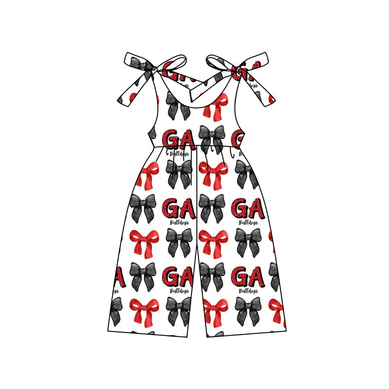 6.27Preorder (moq 5)Baby Girls UGA team Straps Jumpsuits Rompers