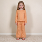 NEW RTS NO MOQ cotton GLP3295 Baby Girls Orange Long Sleeve Top Pockets Pants Scallop Clothes Sets