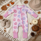NEW RTS NO MOQ milk silk LR3325 Baby Girls Pink Stripe LOVE YOU Hearts Valentines Two Way Zip Convertible Rompers