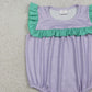3.30 SR3942 Baby Girls Sleeveless Purple Stripe Ruffle Rompers