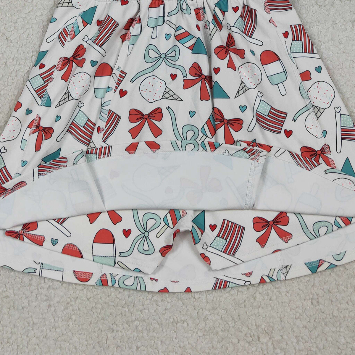 3.31 GSD3750 Baby Girls Popsicle Flag Bows Yoga Active 4th of July Shorts Knee Length Dress