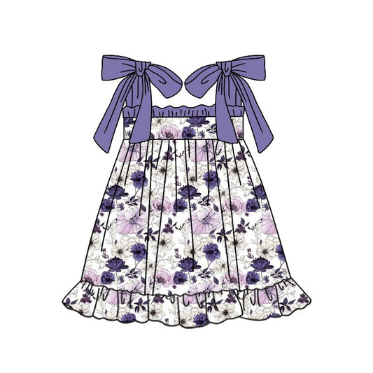 GSD1109 purple suspender printed skirt