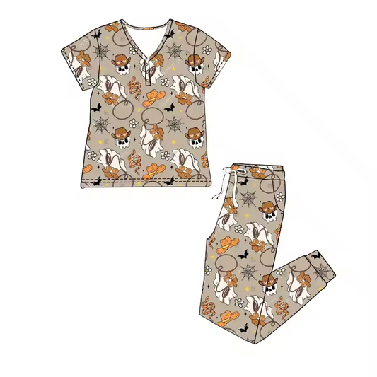 6.21 Halloween Bat Short Sleeve Long Pants Suit