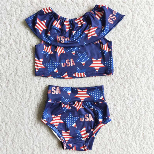 july 4th star usa kids clothes Girls bummies sets baby clothing