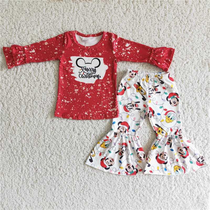 Christmas cartoon mouse girls outfits shirt & pants fall winter sets